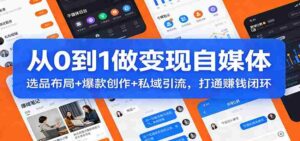 从0到1做变现自媒体:选品布局+ 爆款创作+私域引流,打通赚钱闭环-中创网_分享创业项目_助您在家赚钱