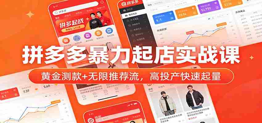 拼多多暴力起店实战课：黄金测款+无限推荐流，高投产快速起量-中创网_分享创业项目_助您在家赚钱