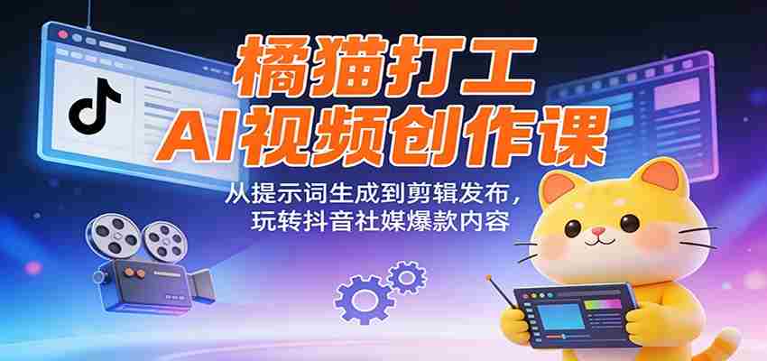 橘猫打工AI视频创作课：从提示词生成到剪辑发布，玩转抖音社媒爆款内容-中创网_分享创业项目_助您在家赚钱