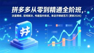 (17148期)拼多多从零到精通全阶班,流量爆破、疑难解决,构建盈利体系,单店月销破百万(更新2026)-中创网_分享创业项目_助您在家赚钱