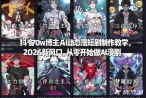 抖音70w博主AI动态漫短剧制作教学，2026新风口，从零开始做AI漫剧，普通人也能月入过W-中创网_分享创业项目_助您在家赚钱