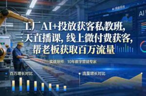 工厂AI+投放获客私教班,三天直播课,线上微付费获客,帮老板获取百万流量-中创网_分享创业项目_助您在家赚钱