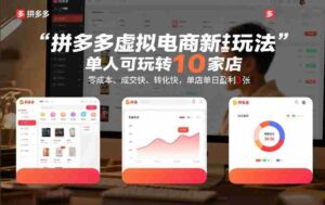 拼多多虚拟电商新玩法,单人可玩转10家店,零成本、成交快、转化快,单店单日盈利3张【揭秘】-中创网_分享创业项目_助您在家赚钱