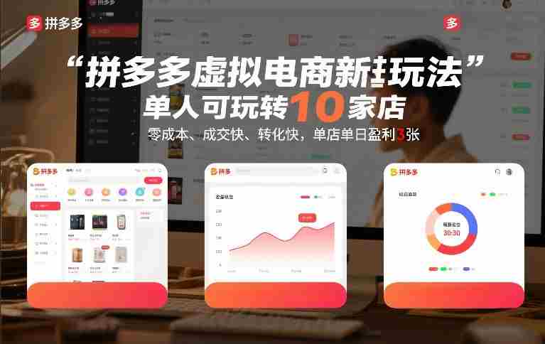拼多多虚拟电商新玩法，单人可玩转10家店，零成本、成交快、转化快，单店单日盈利3张【揭秘】-中创网_分享创业项目_助您在家赚钱