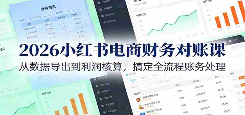2026小红书电商财务对账课：从数据导出到利润核算，搞定全流程账务处理-中创网_分享创业项目_助您在家赚钱