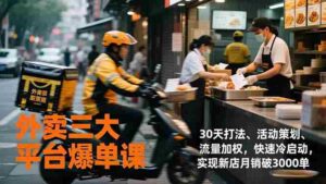 (17019期)外卖三大平台爆单课,30天打法、活动策划、流量加权,快速冷启动,实现新店月销破3000单-中创网_分享创业项目_助您在家赚钱
