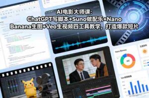 AI电影大师课:ChatGPT写脚本+Suno做配乐+Nano Banana生图+Veo生视频,打造爆款短片-中创网_分享创业项目_助您在家赚钱