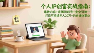 (17217期)个人IP创富实战指南:爆款内容+直播间起号+安全引流,打造可持续年入20万+的自媒体事业-中创网_分享创业项目_助您在家赚钱