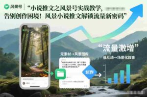 小说推文之风景号实战教学,告别创作困境!风景小说推文解锁流量新密码-中创网_分享创业项目_助您在家赚钱