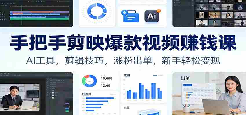 手把手剪映爆款视频赚钱课：AI工具，剪辑技巧，涨粉出单，新手轻松变现-中创网_分享创业项目_助您在家赚钱