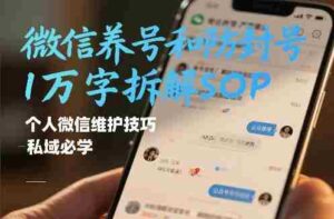 微信养号和防封号1万字拆解SOP,个人微信维护技巧,私域必学【文档】-中创网_分享创业项目_助您在家赚钱