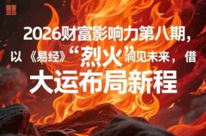 2026财富影响力第八期,以《易经》智慧洞见未来,借“离火”大运布局新程-中创网_分享创业项目_助您在家赚钱
