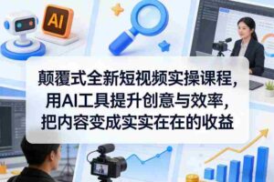 颠覆式全新短视频实操课程,用AI工具提升创意与效率,把内容变成实实在在的收益-中创网_分享创业项目_助您在家赚钱