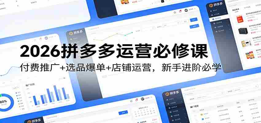 2026拼多多运营必修课：付费推广+选品爆单+店铺运营，新手进阶必学-中创网_分享创业项目_助您在家赚钱