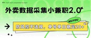 外卖数据采集小兼职2.0,防风控不违规,单号单日稳定20+-中创网_分享创业项目_助您在家赚钱
