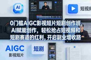 0门槛AIGC影视短片短剧创作班,AI赋能创作,轻松抢占短视频和短剧赛道的红利,开启副业增收路-中创网_分享创业项目_助您在家赚钱