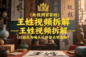 央视网百家姓–王姓视频拆解,以姓氏为噱头拉停留点赞涨粉-中创网_分享创业项目_助您在家赚钱