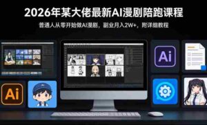 26年某大佬最新Ai漫剧陪跑课程,普通人从零开始做AI漫剧,副业月入2W+-中创网_分享创业项目_助您在家赚钱