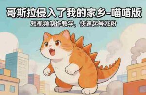 哥斯拉侵入了我的家乡–喵喵版短视频制作教学，快速起号涨粉-中创网_分享创业项目_助您在家赚钱