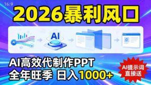 2026暴利！用AI高效代制作 PPT，全年旺季，日入 1000+，提示词直接送！-中创网_分享创业项目_助您在家赚钱