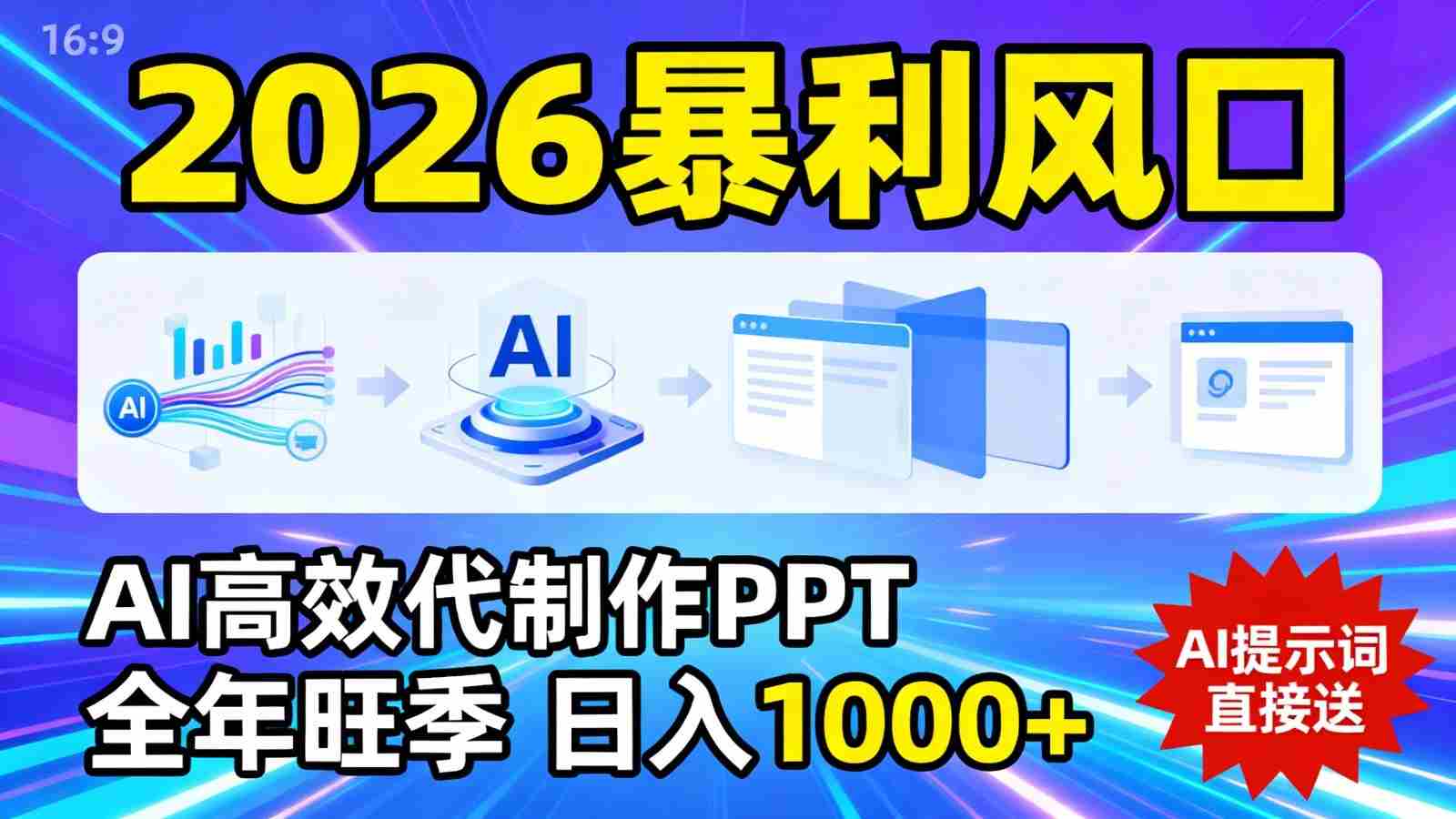 2026暴利!用AI高效代制作 PPT,全年旺季,日入 1000+,提示词直接送!-中创网_分享创业项目_助您在家赚钱