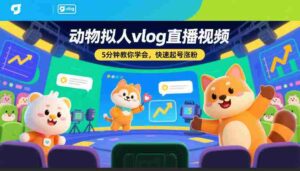 动物拟人vlog直播视频，5分钟教你学会，快速起号涨粉-中创网_分享创业项目_助您在家赚钱
