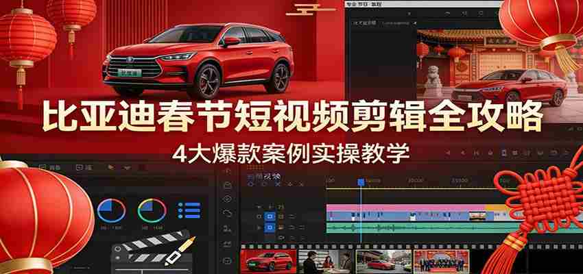 比亚迪春节短视频剪辑全攻略，4大爆款案例实操教学-中创网_分享创业项目_助您在家赚钱