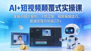 (17454期)AI+短视频颠覆式实操课:掌握AI图片复刻、人物定制、视频编辑技巧,跑通变现月利润2万+-中创网_分享创业项目_助您在家赚钱