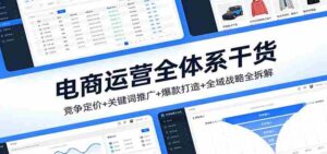 电商运营全体系干货,竞争定价+关键词推广+爆款打造+全域战略全拆解-中创网_分享创业项目_助您在家赚钱