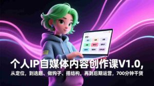 (17331期)个人IP自媒体内容创作课V1.0,从定位,到选题、做钩子、搭结构,再到后期运营,700分钟干货-中创网_分享创业项目_助您在家赚钱