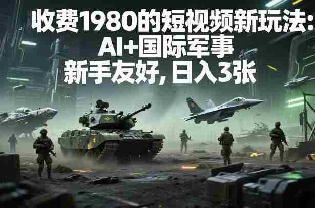 外面收费1980的短视频新玩法：AI+国际军事，新手友好，日入3张+【附详细教程】-中创网_分享创业项目_助您在家赚钱