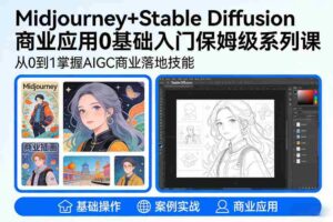 AIGC商业应用Midjourney+Stable Diffusion教程,0基础入门保姆级系列课-中创网_分享创业项目_助您在家赚钱