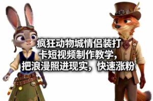 疯狂动物城情侣装打卡短视频制作教学,把浪漫照进现实,快速涨粉-中创网_分享创业项目_助您在家赚钱