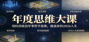 年度思维大课,用经济政治军事哲学思维,操盘你的2026人生-中创网_分享创业项目_助您在家赚钱