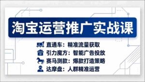 (17660期)淘宝运营推广实战课,直通车+引力魔方+赛马测款+达摩盘人群推广等(更新26年3月)-中创网_分享创业项目_助您在家赚钱