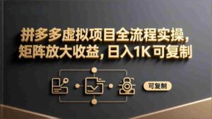 (17581期)拼多多虚拟项目全流程实操,矩阵放大收益,日入 1K 可复制-中创网_分享创业项目_助您在家赚钱