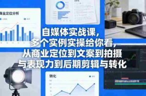 自媒体实战课,多个实例实操给你看,从商业定位到文案到拍摄与表现力到后期剪辑与转化-中创网_分享创业项目_助您在家赚钱