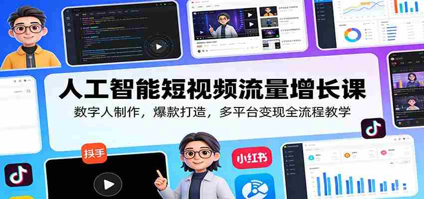 人工智能短视频流量增长课：数字人制作，爆款打造，多平台变现全流程教学-中创网_分享创业项目_助您在家赚钱