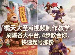 橘天大圣ai视频制作教学,刷爆各大平台,4步教会你,快速起号涨粉-中创网_分享创业项目_助您在家赚钱