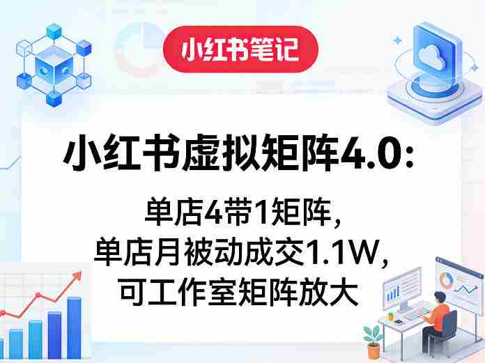 小红书虚拟矩阵4.0：单店4带1矩阵，单店月被动成交1.1W，可工作室矩阵放大-中创网_分享创业项目_助您在家赚钱