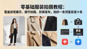 (17829期)零基础服装拍摄教程:覆盖穿搭展示、细节拍摄、剪辑发布,拍好一条顶盲目发十条-中创网_分享创业项目_助您在家赚钱
