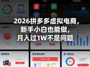 2026拼多多虚拟电商，新手小白也能做，月入过1W不是问题-中创网_分享创业项目_助您在家赚钱