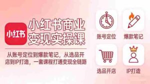 (17633期)小红书商业变现实操课:从账号定位到爆款笔记,从选品开店到IP打造,一套课程打通变现全链路-中创网_分享创业项目_助您在家赚钱
