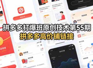 拼多多打爆班原创技术第55期,拼多多高价铺链接-中创网_分享创业项目_助您在家赚钱