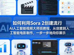 如何利用Sora 2创建流行AI人工智能视频大师班教程,从创意到人工智能电影制作,一步一步地向你展示-中创网_分享创业项目_助您在家赚钱