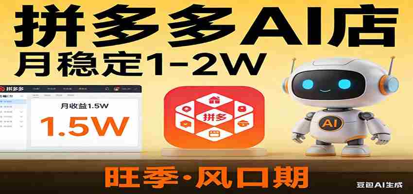 开一家拼多多AI店，月稳定1-2W，目前旺季，风口期！-中创网_分享创业项目_助您在家赚钱