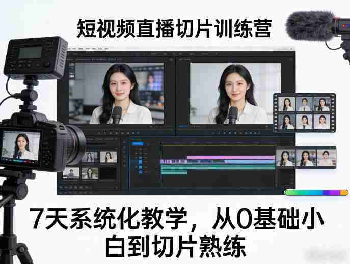 短视频直播切片训练营,7天系统化教学,从0基础小白到切片熟练