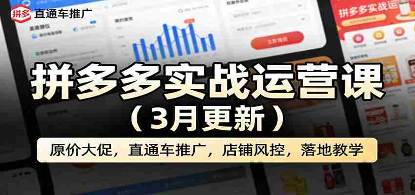 拼多多实战运营课（3月更新）：原价大促，直通车推广，店铺风控，落地教学-中创网_分享创业项目_助您在家赚钱
