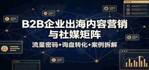 B2B企业出海内容营销与社媒矩阵:流量密码+询盘转化+案例拆解-中创网_分享创业项目_助您在家赚钱