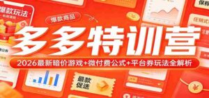 多多特训营(更新3月):2026最新暗价游戏+微付费公式+平台券玩法全解析-中创网_分享创业项目_助您在家赚钱